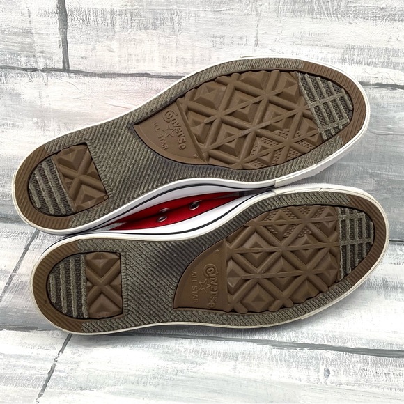 Converse Chuck Taylor All Star Lo Sneakers Red Lace Up Low Top Canvas Skate Shoe - Picture 15 of 16